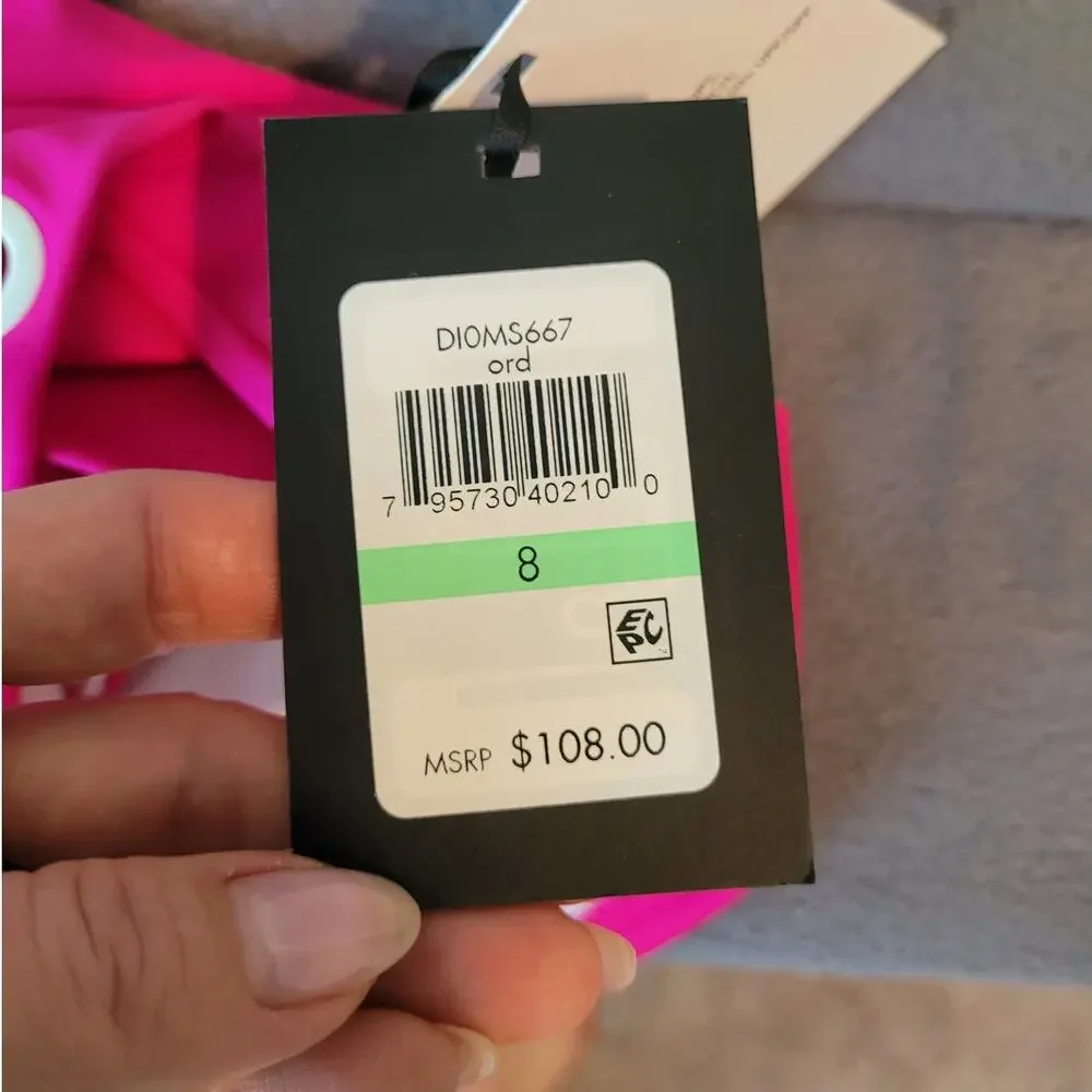 DKNY Plunge One Piece Swimsuit 8 NWT Pink Resort Vacation Slimming Summer Swim - Picture 13 of 16